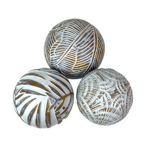 Decorative Balls Set of 3, 4.5 in Resin Tropical Bowl Filler Decor